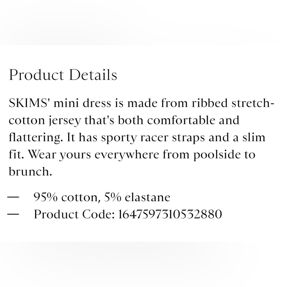 Skims Cotton Ribbed Mini Dress XL Cream - Picture 2 of 10